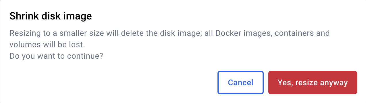 Docker Desktop shrink disk image